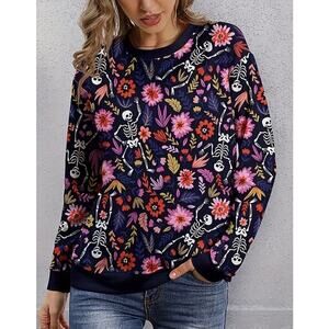 Pixie Lady Skeleton Floral Top NWOT Size Medium